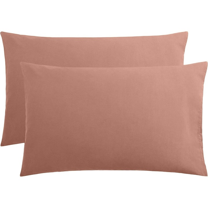 Set 2 huse perna din bumbac ranforce 100%, densitate 120 g/mp, Somon, 50/70cm