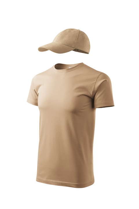 Set tricou de barbati si sapca reglabila, Malfini, Elegant Casual, mix 1, Bej inchis