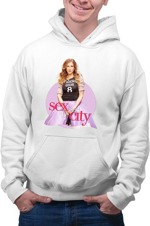 Мъжки суичър Sex and the City Carrie New York Darren Star Productions, Бял