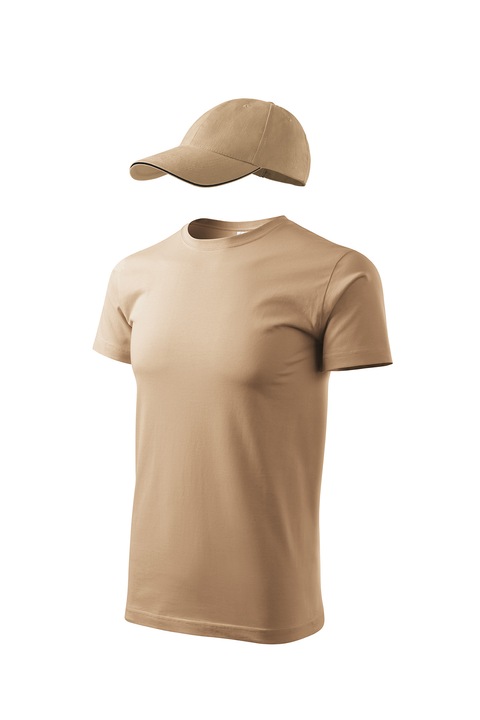 Set tricou de barbati si sapca reglabila, Malfini, Bej inchis