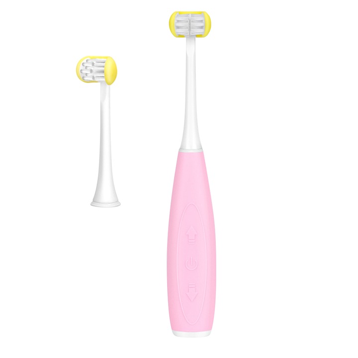 Periuta de dinti electrica U-shape, Sonica, 6-14 ani, Naimeed D4373, acumulator, incarcare USB, Roz