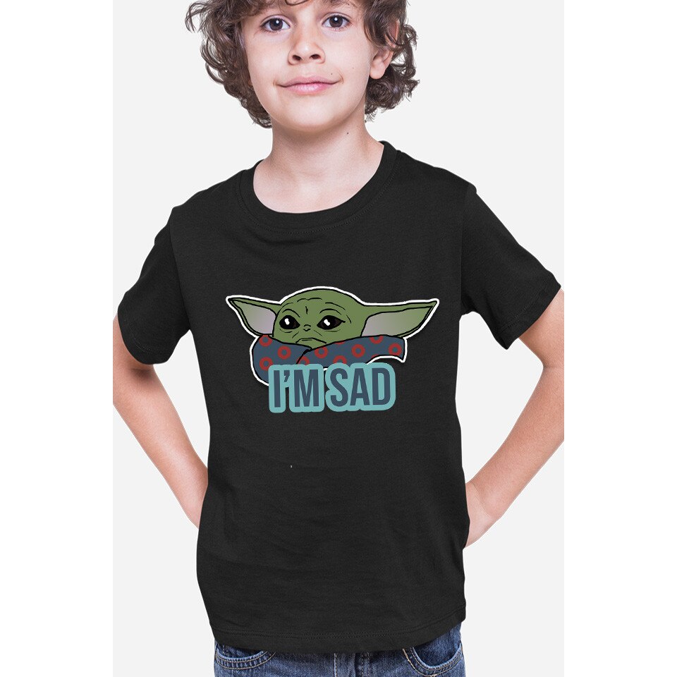 Tricou copii Baby Yoda Sad Cry Star Wars, negru, marime 128-134 CM ...