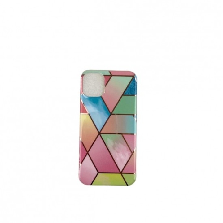 Gold Market® védőtok Huawei P40 Lite 5G / Nova 7 SE E Soft IMD TPU Marble Geometric Pink telefonhoz