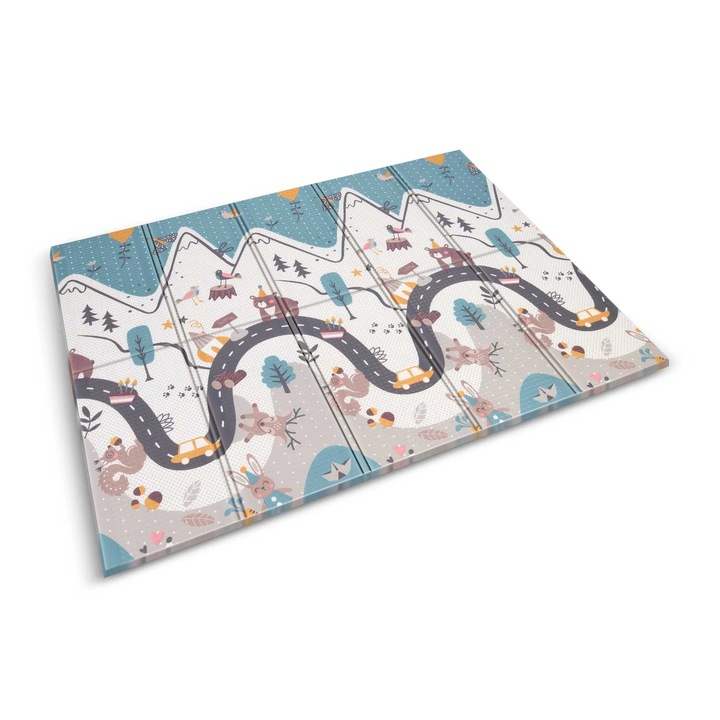 Covoras pliabil din spuma DacEnergy©, 2 fete, usor de curatat, antiderapant, multifunctional, 200 x 150 x 1 cm, albastru