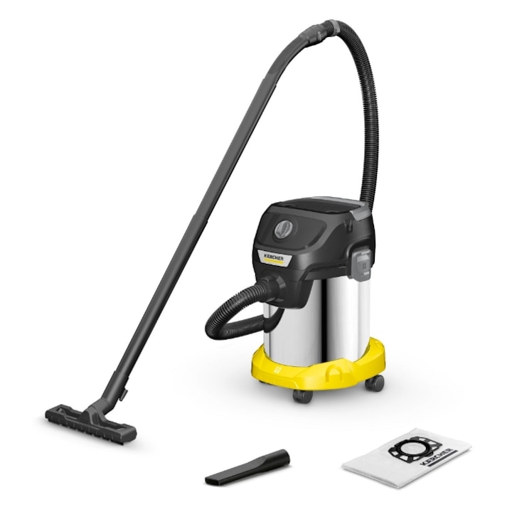 Aspirator multifunctional Karcher, aspirare umeda si uscata, KWD 3 S V-17/4/20/F, 1000W, Galben-Argintiu