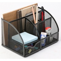 Set organizator metalic birou, Q-Connect, 6 compartimente, Negru