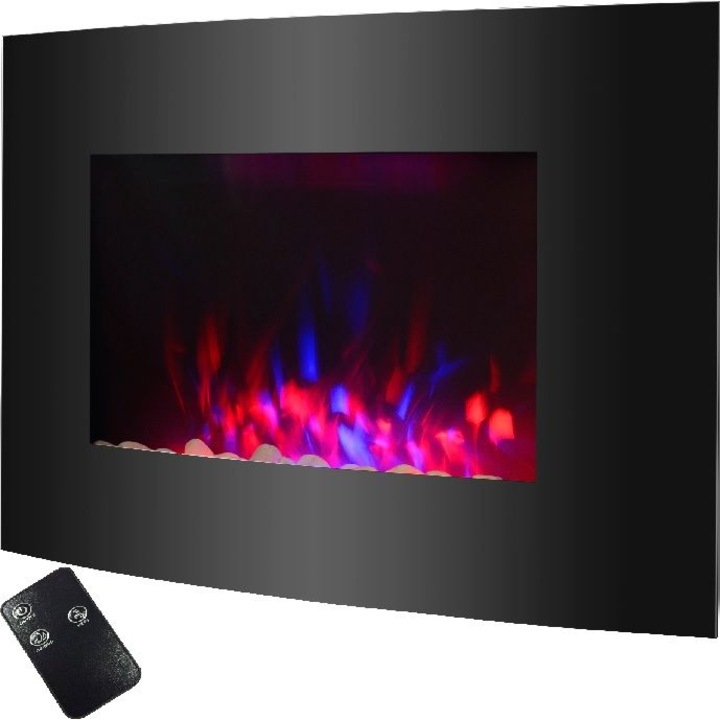 Fali kandalló távirányítóval, Syntrox, 88 x 56 x 15 cm, Fekete