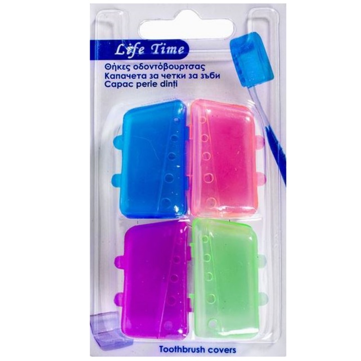 Set de 4 carcase pentru periute de dinti, multicolor