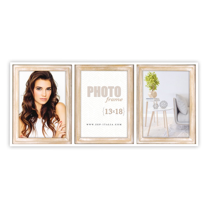 Rama foto, ZEP, Pentru 3 poze, Bej