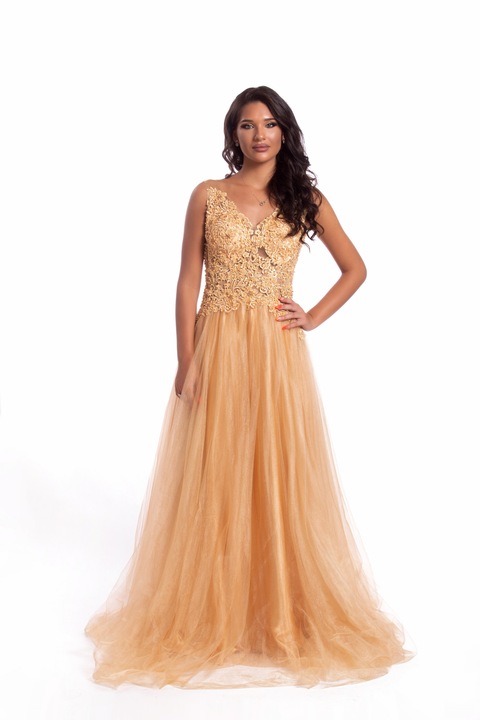 Rochie de dama, Oficial, Lunga, Auriu, 40