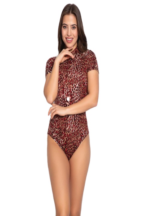 Body Leopard Maneca Scurta, Pamuklu 07, Multicolor