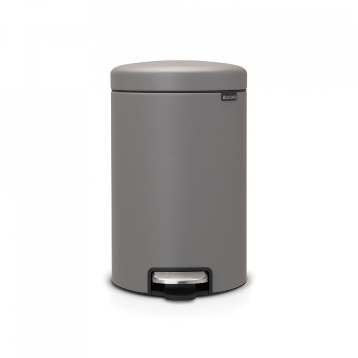 Cos de gunoi cu pedala Brabantia NewIcon 12L, Beton Mineral Gri