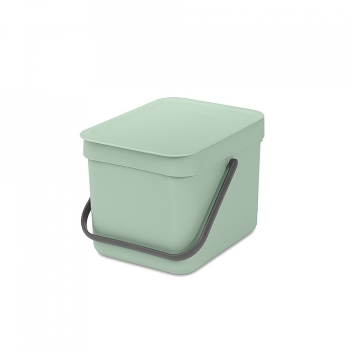 Кош за разделно събиране на боклук Brabantia Sort&Go 1005515, 6 л, Дръжка, Възможност за стенен монтаж, Светлозелен