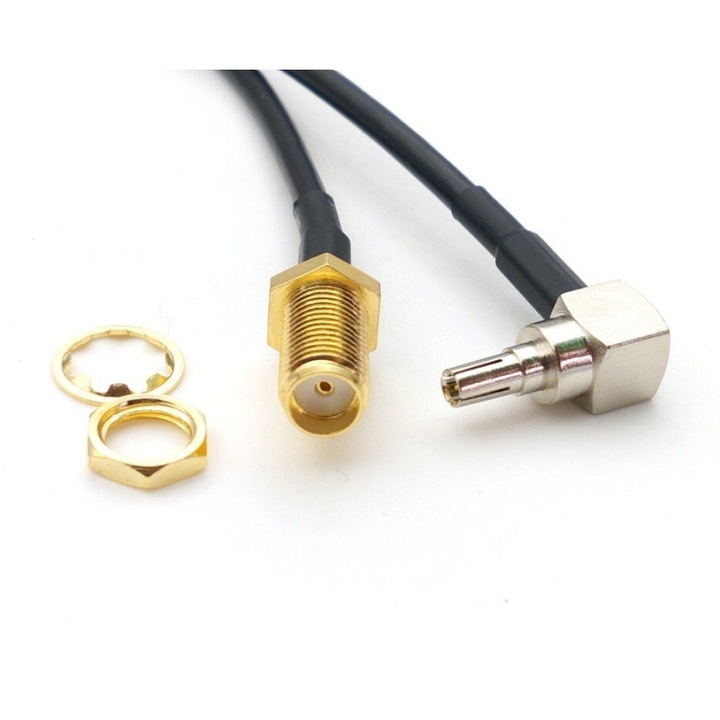 Cablu adaptor RF pigtail CRC9 tata SMA mama 150mm pentru conectare modem la antena GSM GPS LORA