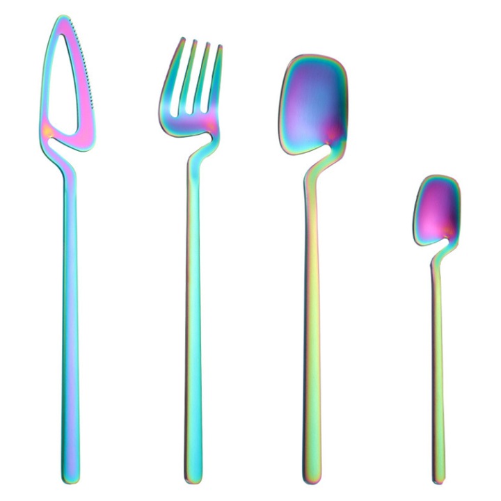 Set 4 tacamuri, Inox, Multicolor