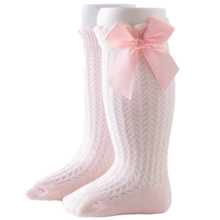 Дълги тънки чорапи, момичета, памук, Розово