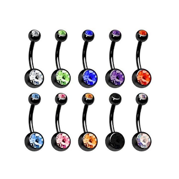 Set 10 piercing-uri buric, Aliaj, Multicolor