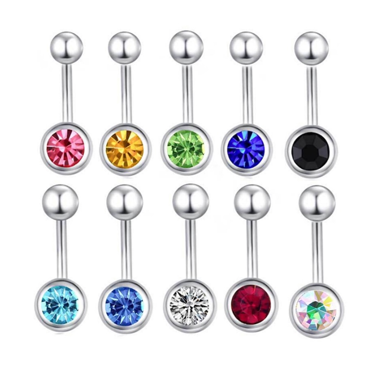 Set 10 piercinguri buric, Aliaj, Multicolor eMAG.ro