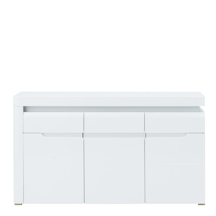 Comoda, alb extralucios, led, HG, soft close, 152x39x89 cm, mobHAUS