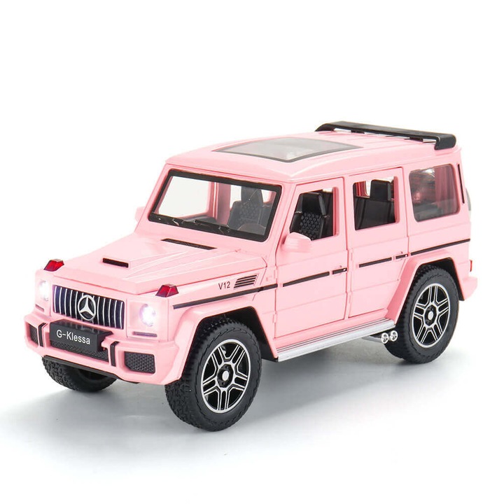 Метална автомобил Mercedes Benz AMG G63 G Class, със светлини и звуци, Розов