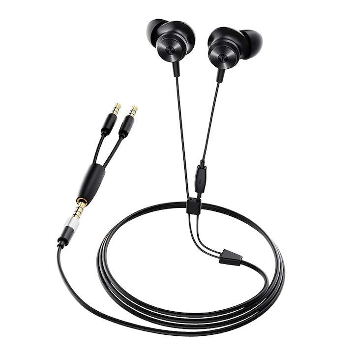 Casti cu fir, model L6, sunet HiFi, design ergonomic, alb, 1.2m