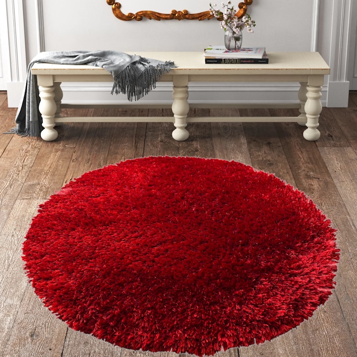 Hilal Puffy kör alakú szőnyeg 120cm Ø Red