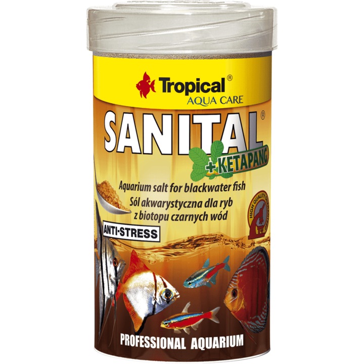 Akvárium kondicionáló só, Tropical Aqua Care Sanital + Ketapang, 120g