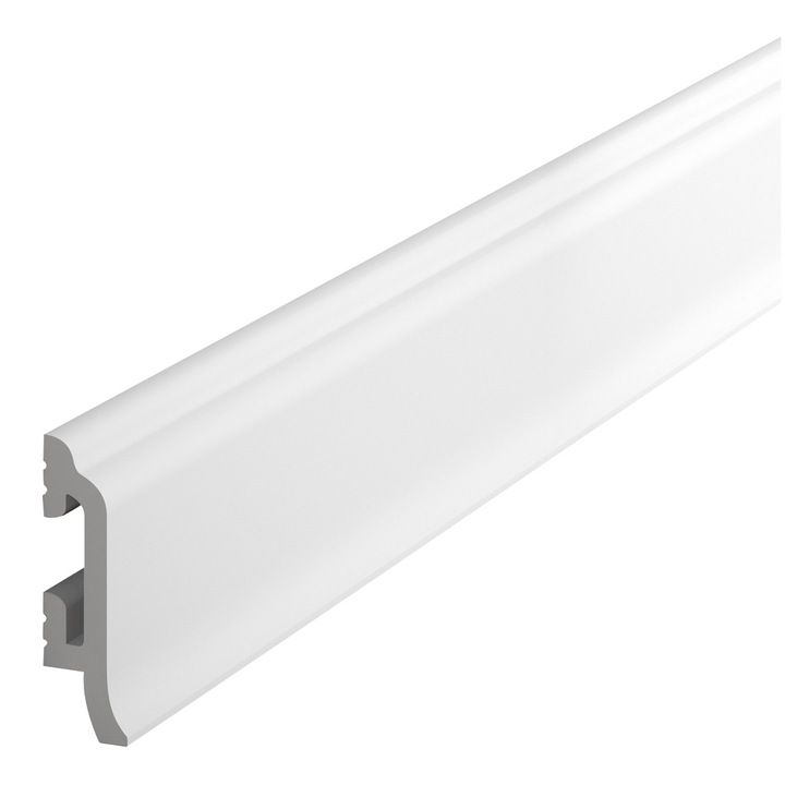 Plinta lavabila din polimer rigid Mardom Decor, MD8300, PolyForce®, 82x26x2000 mm, tehnologie ScratchShield®, alb-mat