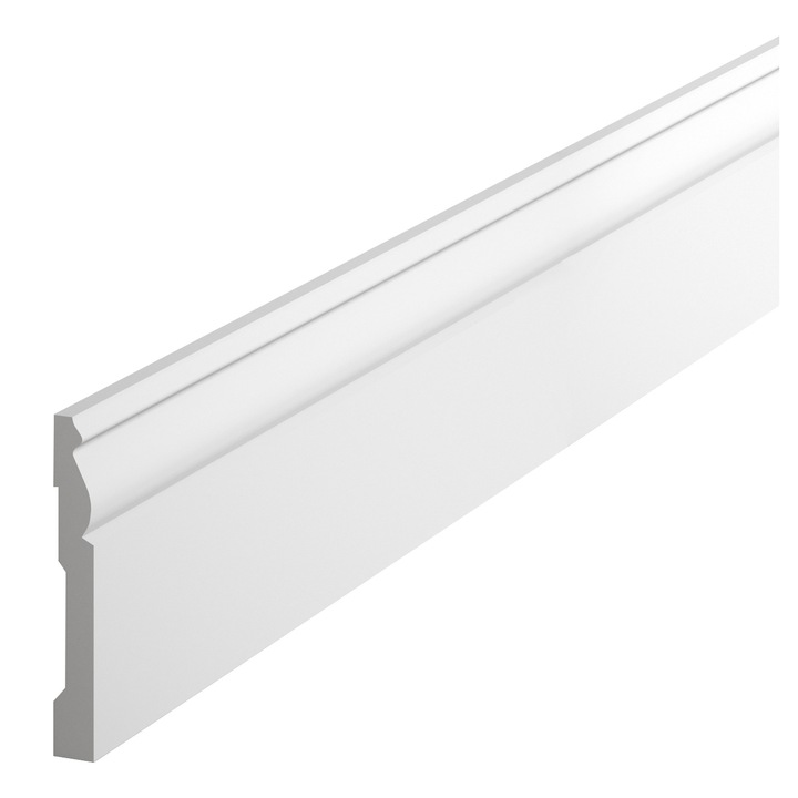 Plinta lavabila din polimer rigid Mardom Decor, MD094, PolyForce®, 94x12x2000 mm, tehnologie ScratchShield®, alb-mat