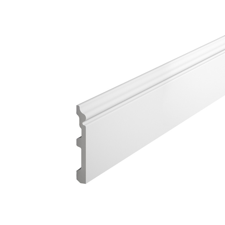 Plinta lavabila din polimer rigid Mardom Decor, MD358, PolyForce®, 117x14x2000 mm, tehnologie ScratchShield®, alb-mat