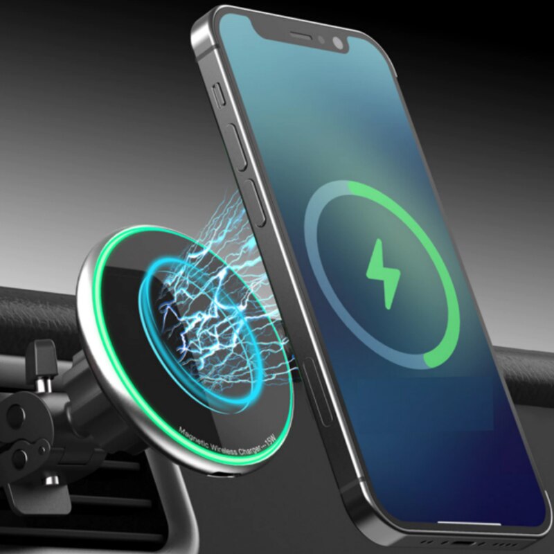 Suport auto magnetic pentru telefon mobil, cu încărcare wireless ultra