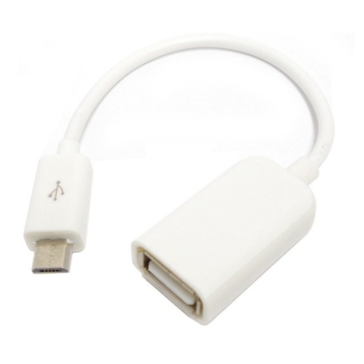 Adaptor Nemo, Micro USB, USB OTG, 12 cm, Alb
