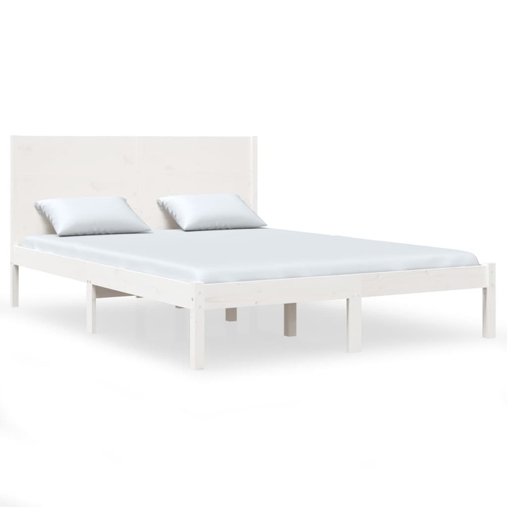 Cadru de pat, alb, 90x200 cm, lemn masiv de pin, 19,3 kg - HOME 3104139