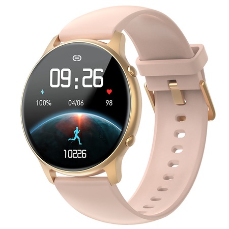 Smartwatch, 1.28" Full touch screen, Notificari Apeluri/Social Media, Monitorizarea activitatii fizice/somn/ritm cardiac/Oximetru SpO2, Roz