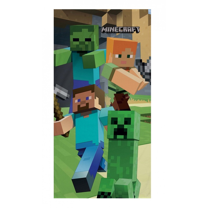 Плажна хавлия Minecraft All Heroes, 140x70 cm, Многоцветна