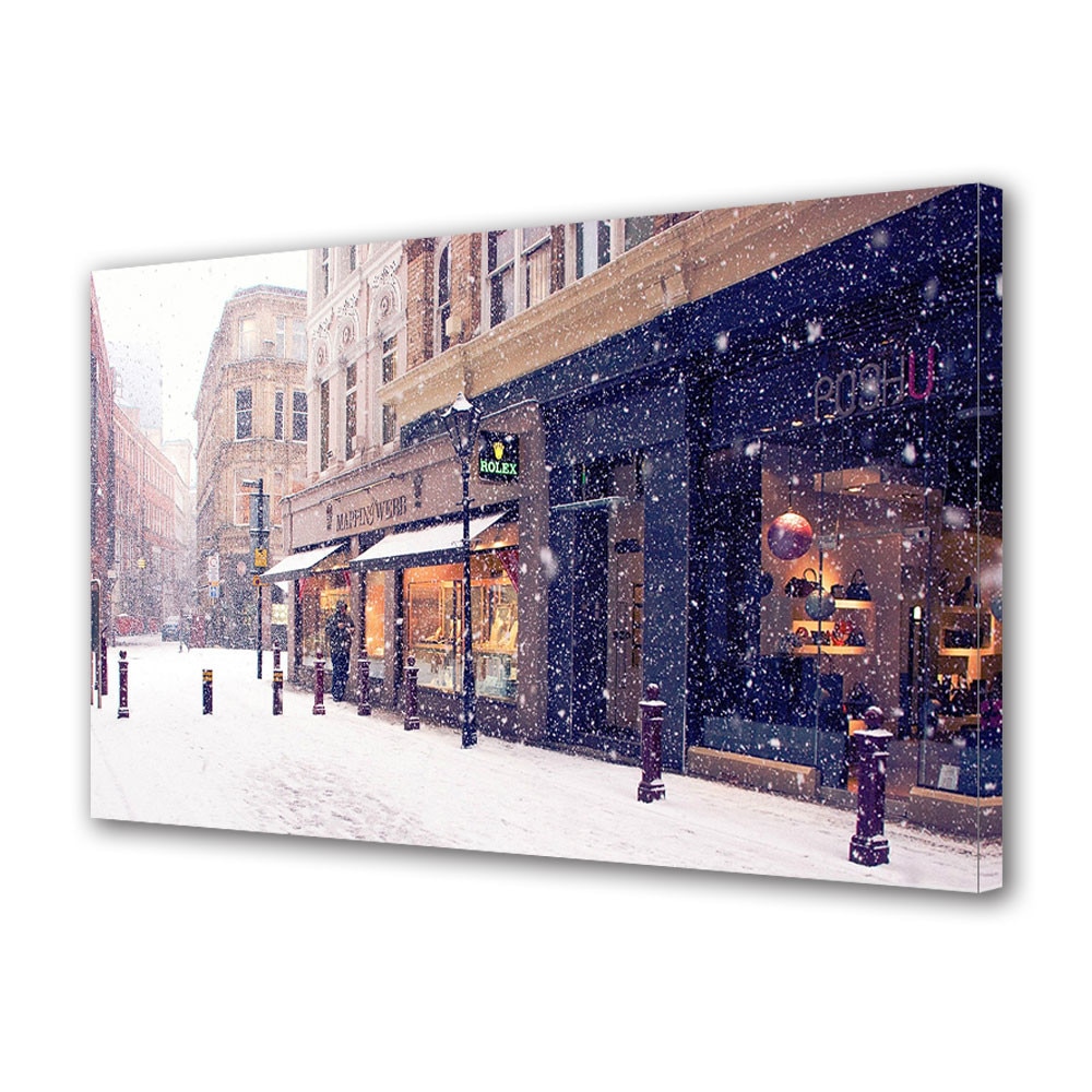 Tablou Canvas Sarbatori Craciun Iarna in oras 20 x 30 cm