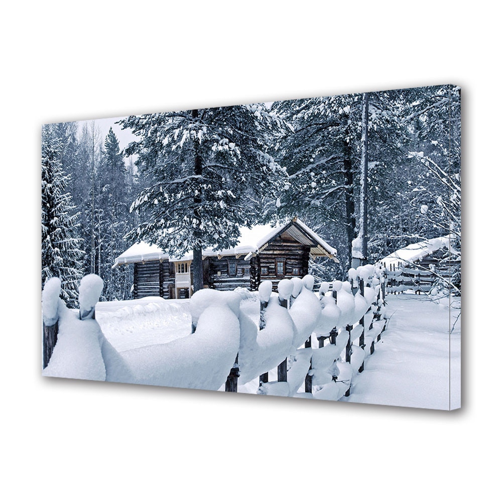 Tablou Canvas Sarbatori Craciun Casa la munte 20 x 30 cm