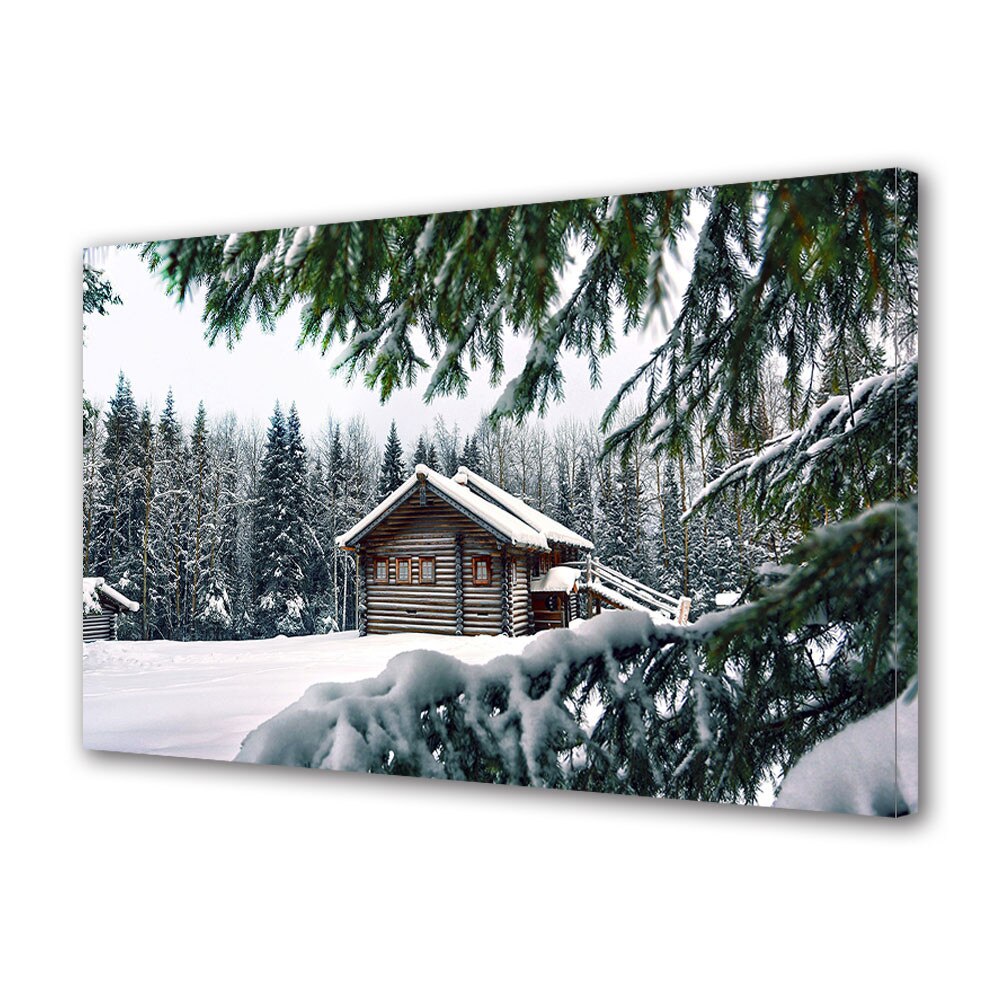 Tablou Canvas Sarbatori Craciun Cabana de lemn 20 x 30 cm