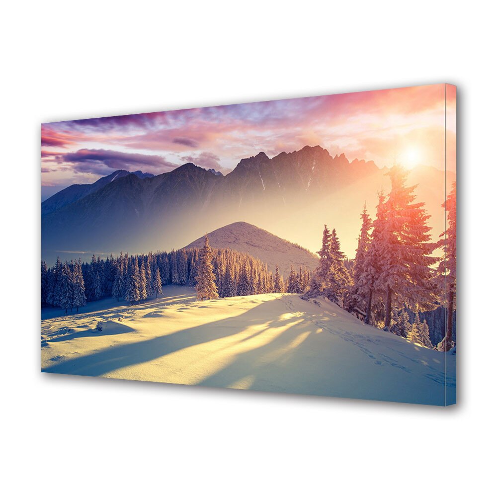 Tablou Canvas Sarbatori Craciun Iarna la apus 20 x 30 cm