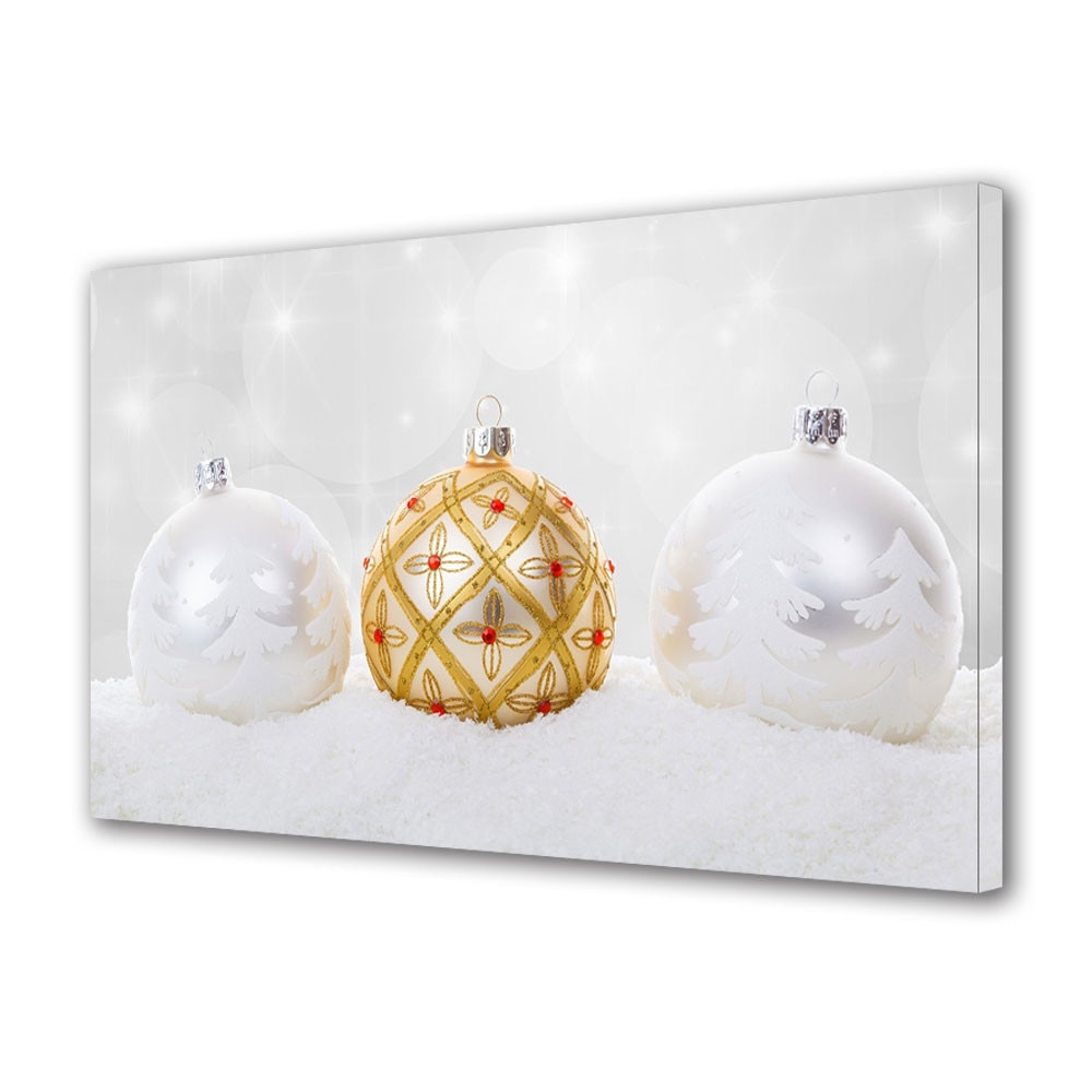 Tablou Canvas Sarbatori Craciun Globuri albe 20 x 30 cm