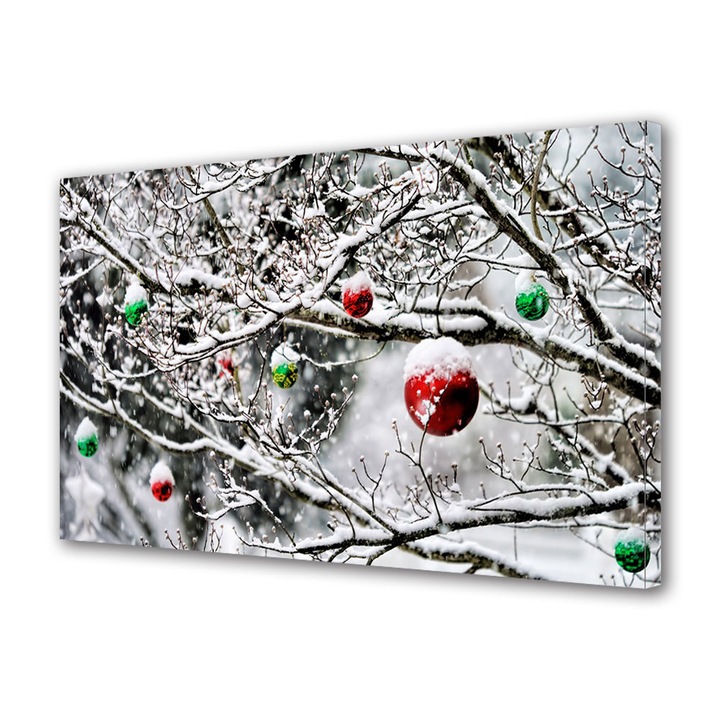 Tablou Canvas Sarbatori Craciun Globuri in copac 20 x 30 cm