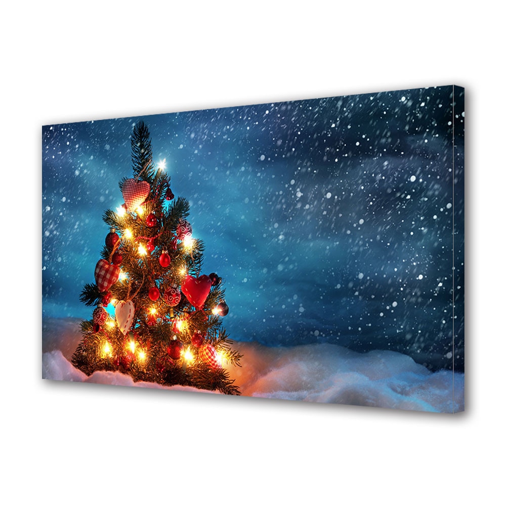 Tablou Canvas Sarbatori Craciun Luminite in brad 20 x 30 cm