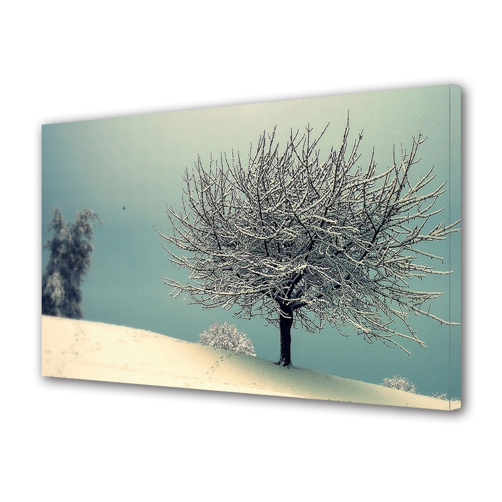 Tablou Canvas Sarbatori Craciun Copacel pe turcoaz 20 x 30 cm