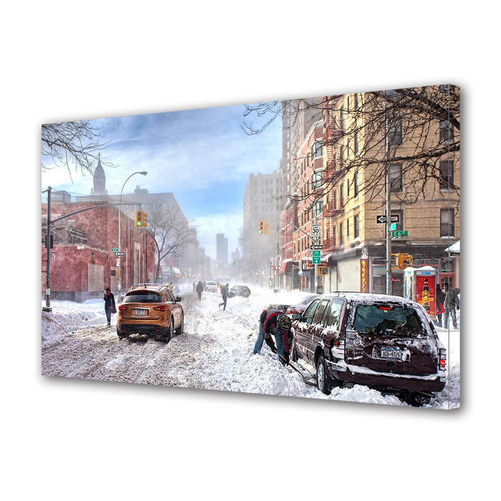Tablou Canvas Sarbatori Craciun Centrul orasului sub zapada 20 x 30 cm
