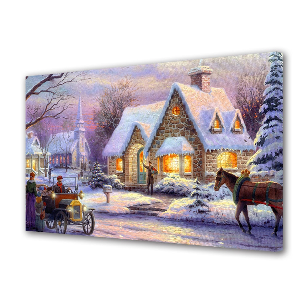 Tablou Canvas Sarbatori Craciun Piesaj de iarna 20 x 30 cm