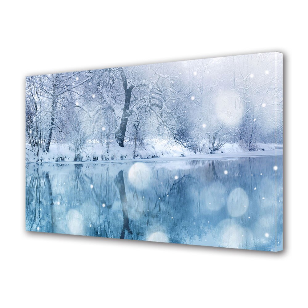 Tablou Canvas Sarbatori Craciun Ninge pe lac 30 x 45 cm