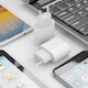 Зарядно и кабел за iPhone Zenino - Бързо зареждане 20W, Lightning, Type-C, Съвместимо с Apple, Бяло