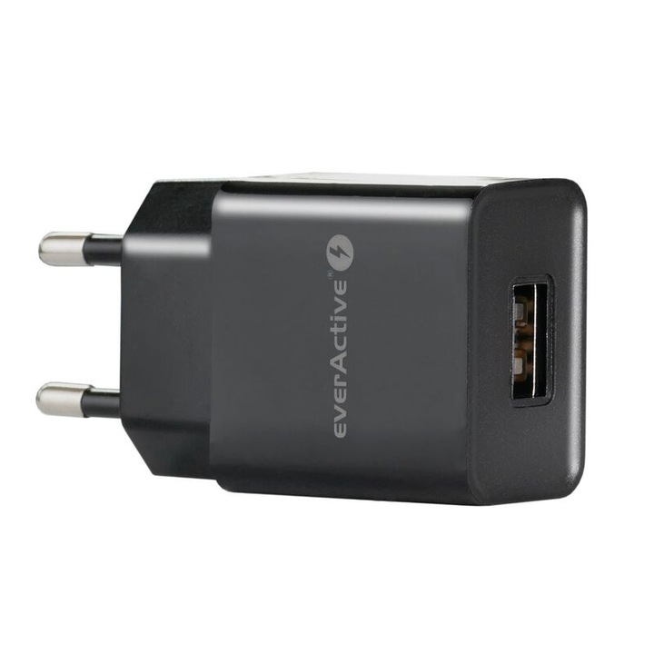 Hálózati töltő Everactive SC-200B, intelligens USB töltő, 2.4A, 12W, fekete
