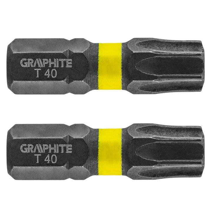 Set varfuri, biti, de impact, Torx, 1/4", 2 buc, T40x25 mm, Graphite