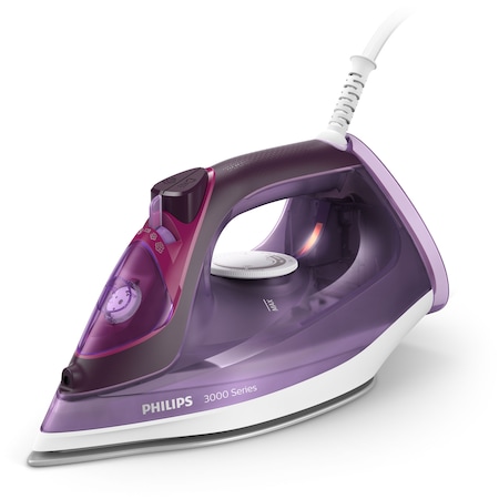 Fier de calcat Philips DST3041/30 seria 3000, 2600W, talpa ceramica, abur 40 g/min, jet de abur 200 g, capacitate rezervor 300ml, glisor anticalcar, sistem anti picurare, cutie de depozitare rezistenta la caldura, Mov